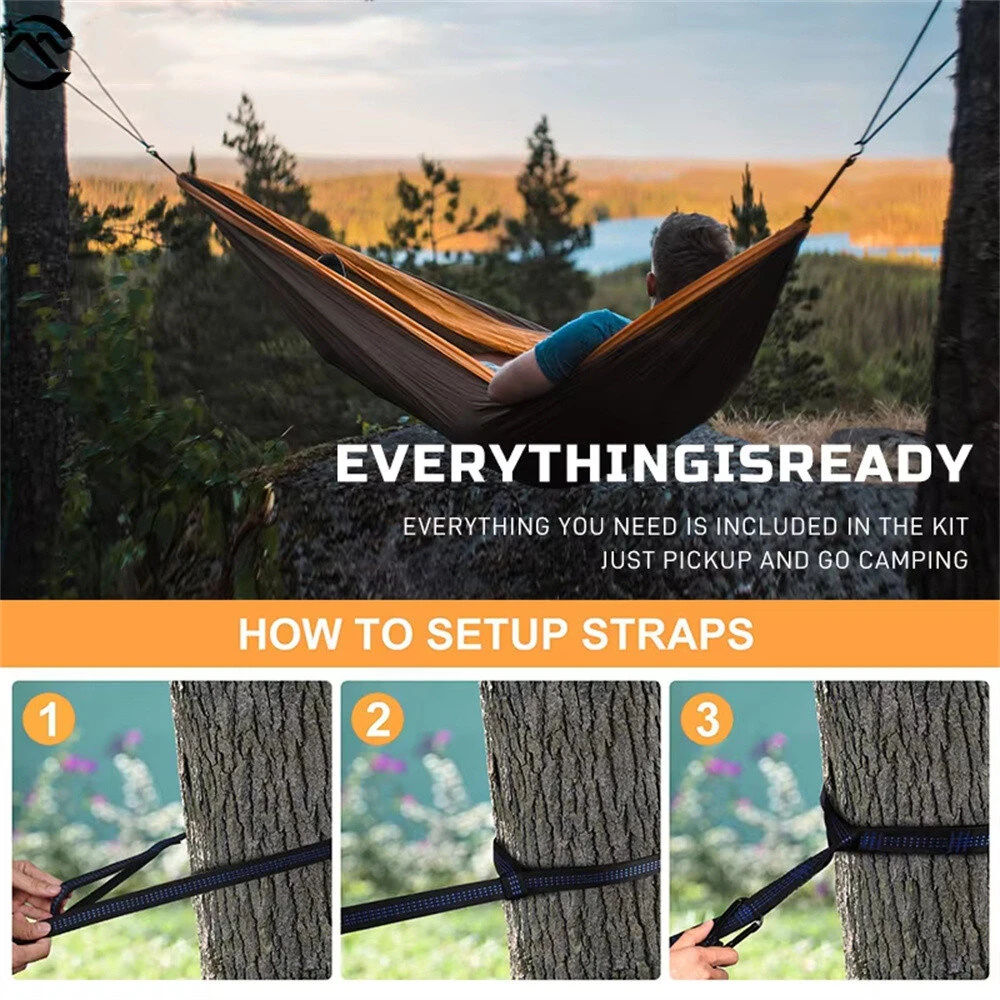 (image for) IPRee Portable Parachute Hammock 270x140cm Camping Survival Outdoor Indoor Hammock for Backyard Patio Hiking Travel